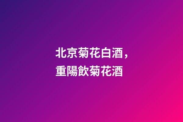 北京菊花白酒，重陽飲菊花酒-第1張-觀點-玄機派
