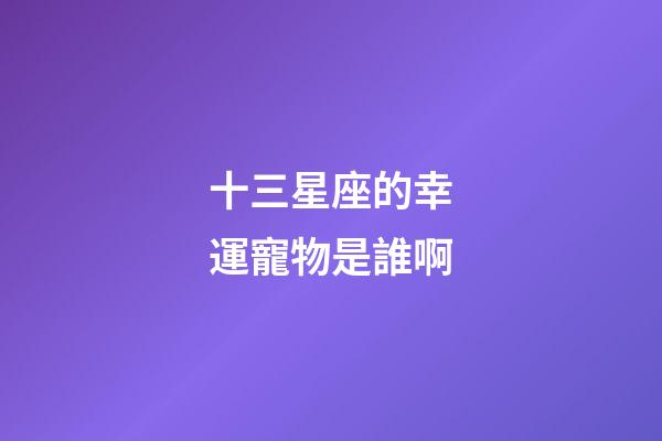 十三星座的幸運寵物是誰啊-第1張-星座運勢-玄機派
