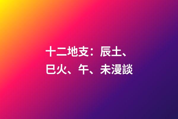 十二地支：辰土、巳火、午、未漫談