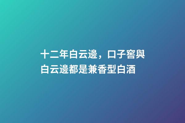 十二年白云邊，口子窖與白云邊都是兼香型白酒-第1張-觀點-玄機派