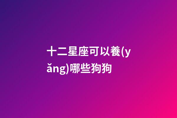 十二星座可以養(yǎng)哪些狗狗