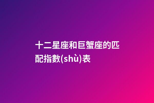 十二星座和巨蟹座的匹配指數(shù)表-第1張-星座運(yùn)勢(shì)-玄機(jī)派