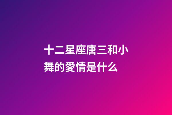 十二星座唐三和小舞的愛情是什么-第1張-星座運勢-玄機派