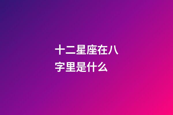 十二星座在八字里是什么