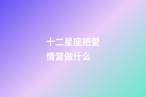 十二星座把愛情當做什么-第1張-星座運勢-玄機派