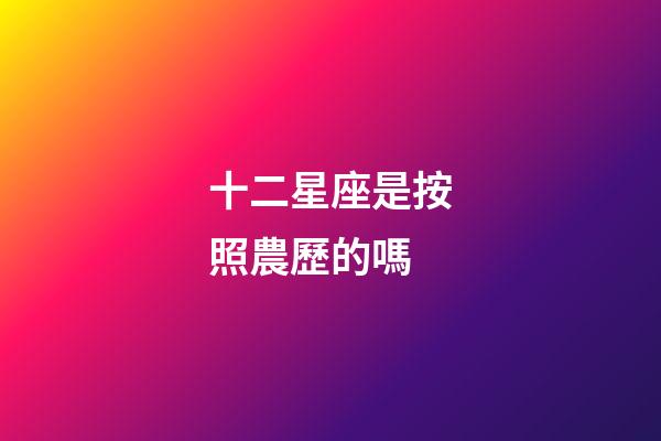 十二星座是按照農歷的嗎-第1張-星座運勢-玄機派