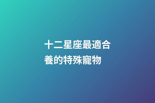 十二星座最適合養的特殊寵物-第1張-星座運勢-玄機派