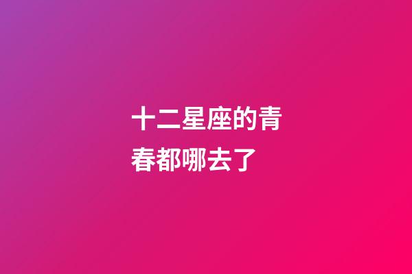 十二星座的青春都哪去了