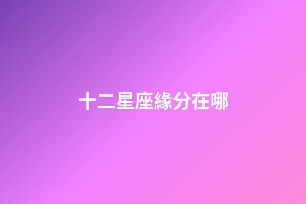 十二星座緣分在哪-第1張-星座運勢-玄機派