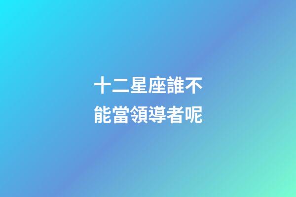 十二星座誰不能當領導者呢-第1張-星座運勢-玄機派