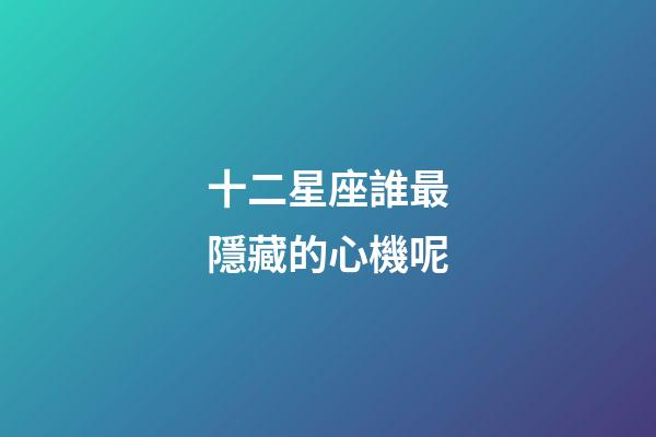 十二星座誰最隱藏的心機呢-第1張-星座運勢-玄機派