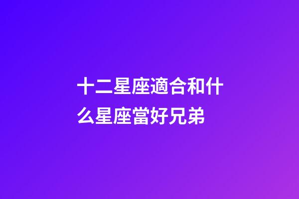 十二星座適合和什么星座當好兄弟-第1張-星座運勢-玄機派