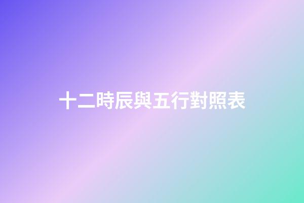 十二時辰與五行對照表