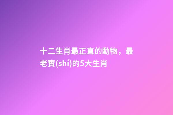 十二生肖最正直的動物，最老實(shí)的5大生肖-第1張-觀點(diǎn)-玄機(jī)派