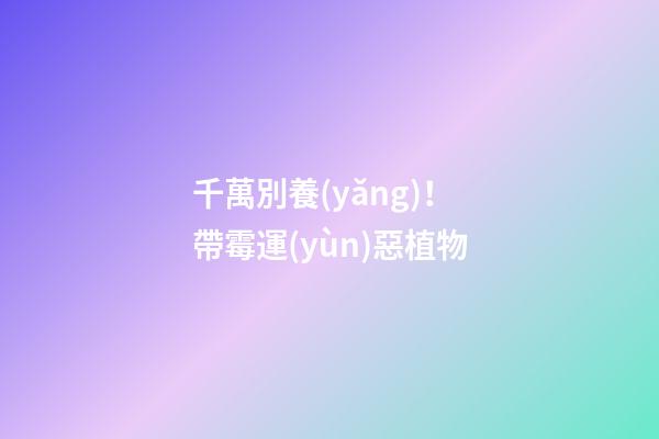 千萬別養(yǎng)！帶霉運(yùn)惡植物