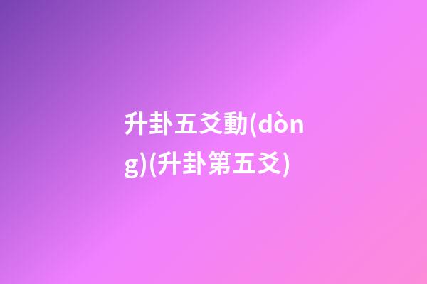 升卦五爻動(dòng)(升卦第五爻)