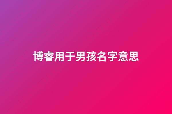 博睿用于男孩名字意思(博睿名字含義)-第1張-男孩起名-玄機派