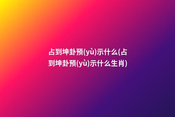 占到坤卦預(yù)示什么(占到坤卦預(yù)示什么生肖)
