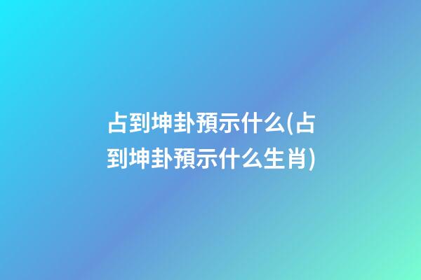 占到坤卦預示什么(占到坤卦預示什么生肖)