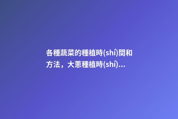 各種蔬菜的種植時(shí)間和方法，大蔥種植時(shí)間及對(duì)環(huán)境的要求-第1張-觀點(diǎn)-玄機(jī)派