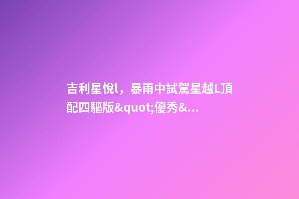 吉利星悅l，暴雨中試駕星越L頂配四驅版&quot;優秀&quot;打滿公屏!-第1張-觀點-玄機派