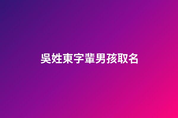吳姓東字輩男孩取名(名字姓吳氏男孩)-第1張-男孩起名-玄機派