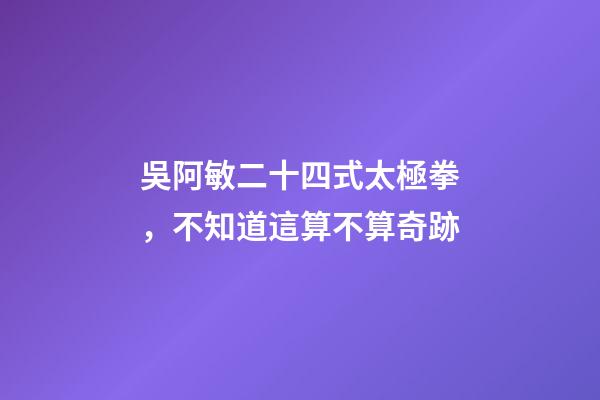 吳阿敏二十四式太極拳，不知道這算不算奇跡-第1張-觀點-玄機(jī)派