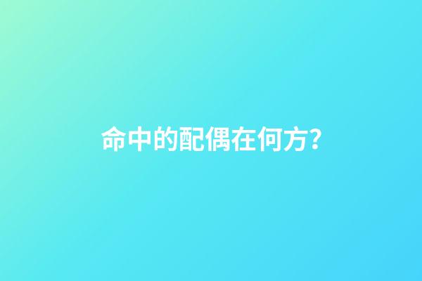 命中的配偶在何方？