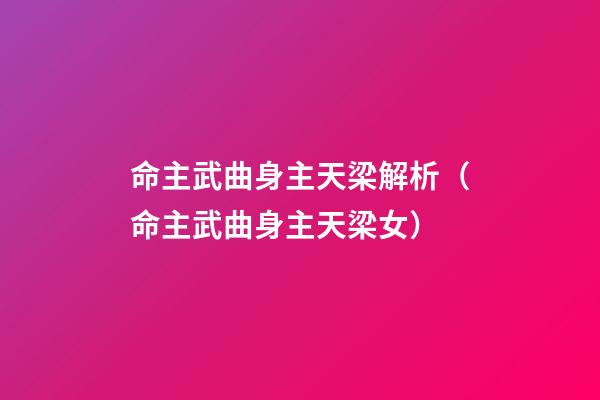 命主武曲身主天梁解析（命主武曲身主天梁女）-第1張-觀點-玄機派