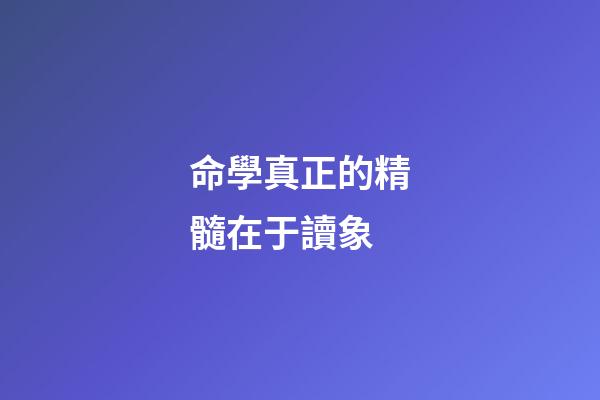 命學真正的精髓在于讀象