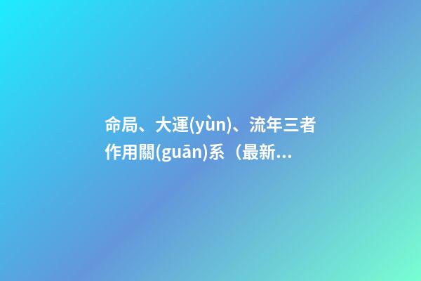 命局、大運(yùn)、流年三者作用關(guān)系（最新）