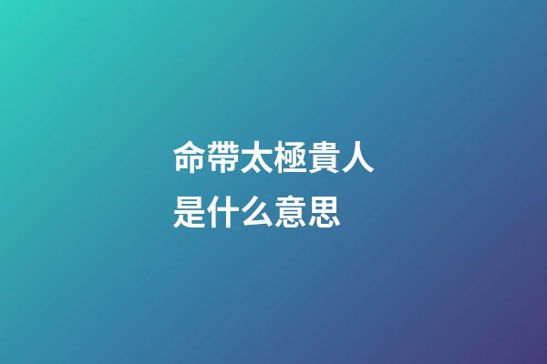 命帶太極貴人是什么意思
