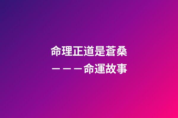 命理正道是蒼桑－－－命運故事