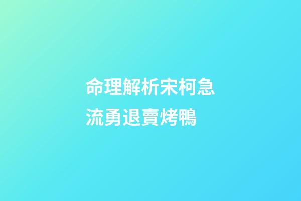 命理解析宋柯急流勇退賣烤鴨