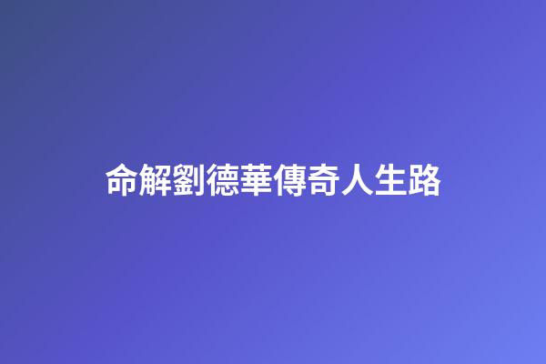 命解劉德華傳奇人生路