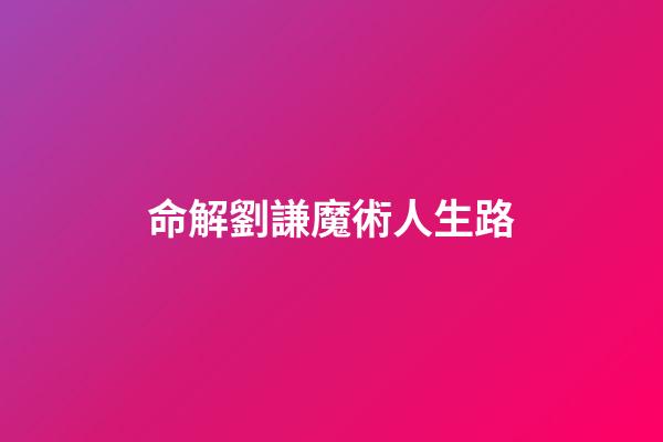 命解劉謙魔術人生路