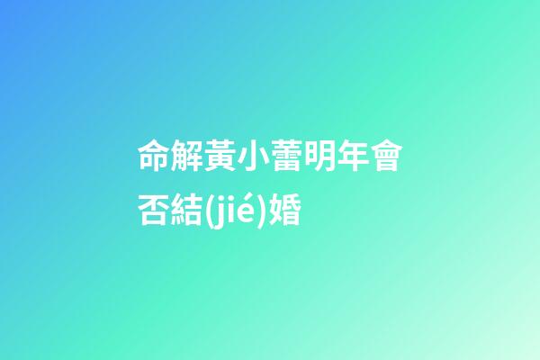 命解黃小蕾明年會否結(jié)婚
