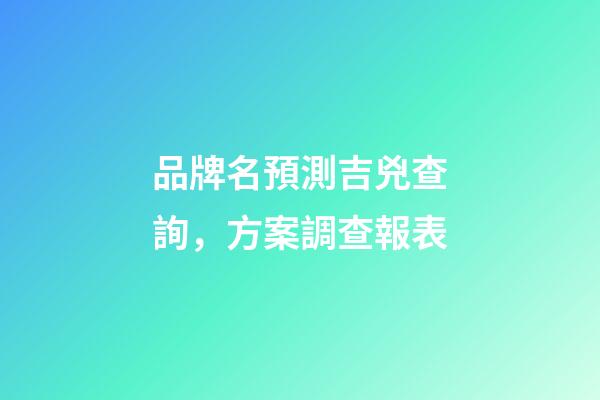 品牌名預測吉兇查詢，方案調查報表-第1張-商標起名-玄機派
