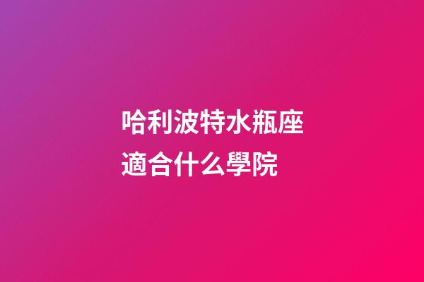 哈利波特水瓶座適合什么學院