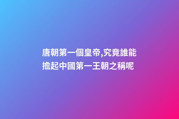 唐朝第一個皇帝,究竟誰能擔起中國第一王朝之稱呢-第1張-觀點-玄機派