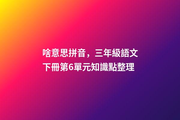 啥意思拼音，三年級語文下冊第6單元知識點整理-第1張-觀點-玄機派