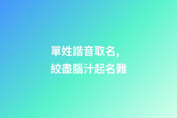 單姓諧音取名,絞盡腦汁起名難-第1張-觀點-玄機派