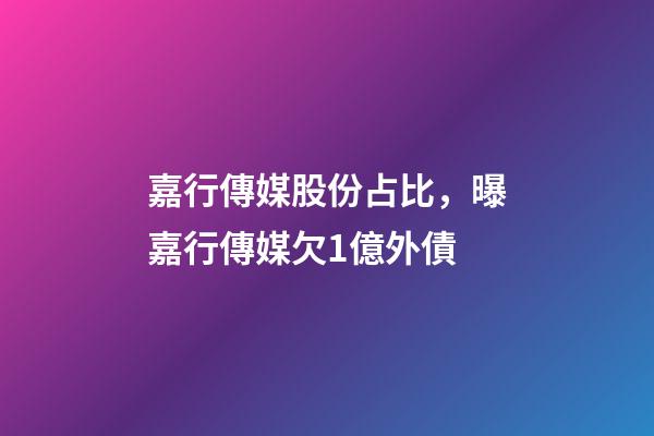 嘉行傳媒股份占比，曝嘉行傳媒欠1億外債-第1張-觀點-玄機派