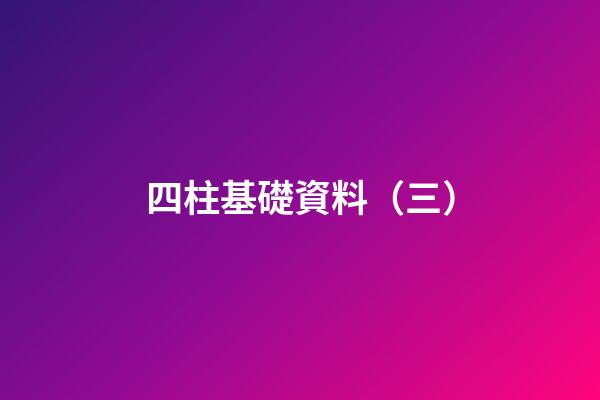 四柱基礎資料（三）