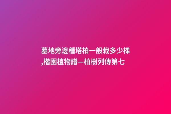 墓地旁邊種塔柏一般栽多少棵,楷園植物譜—柏樹列傳第七-第1張-觀點-玄機派