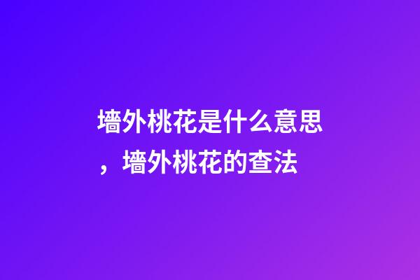 墻外桃花是什么意思，墻外桃花的查法