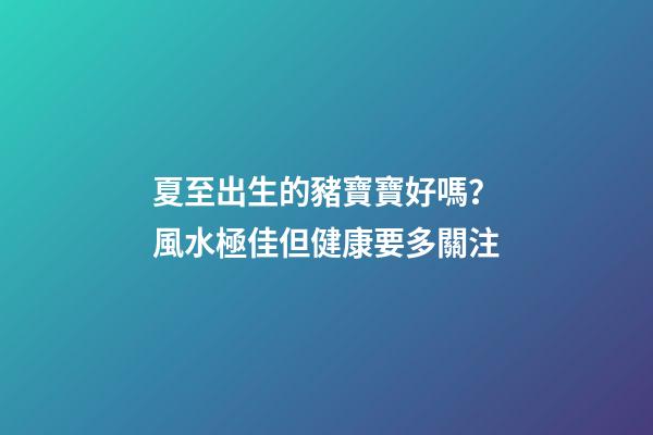 夏至出生的豬寶寶好嗎？風水極佳但健康要多關注