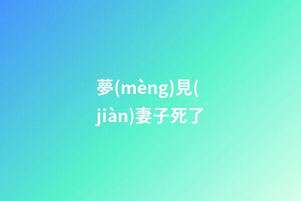 夢(mèng)見(jiàn)妻子死了