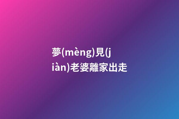 夢(mèng)見(jiàn)老婆離家出走