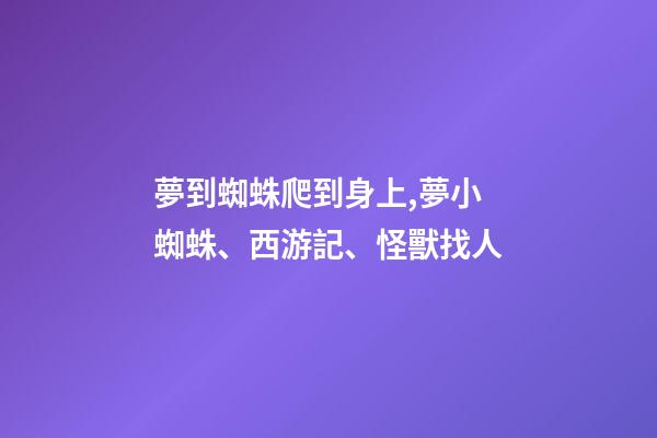 夢到蜘蛛爬到身上,夢小蜘蛛、西游記、怪獸找人(19)-第1張-觀點-玄機派